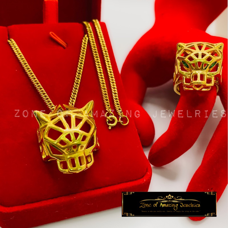 zoaj.ph Panther Necklace and Ring Set Stainless Gold Non Tarnish ...