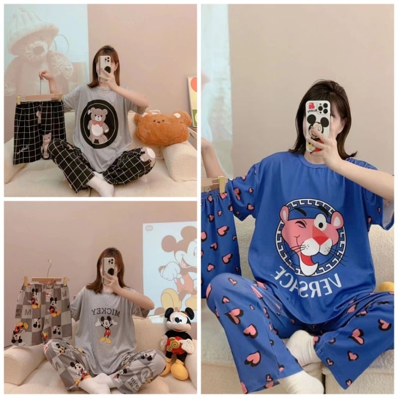 3 in 1 Pajama Set Women Korean sleepwear Character Design winnie the pooh