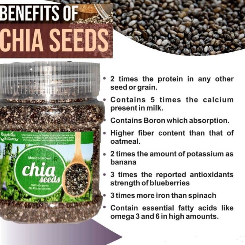 Pure Organic Chia Seeds Premium Quality Superfood 150g 250g Exp May