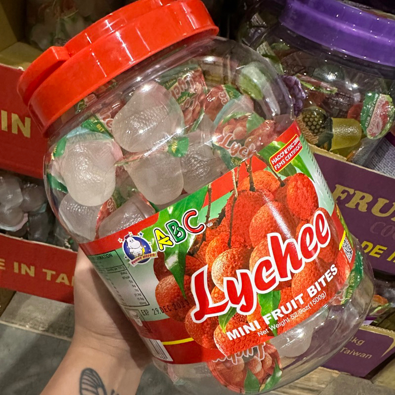 ABC Assorted Mini Fruit Bites (Jar) 1.5kg, Lychee Mini Fruit Bites, Pudding, Jelly Ace, Fruity