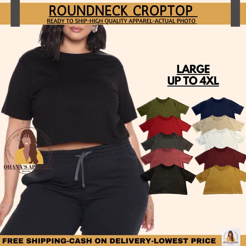 BIG SIZE Roundneck CROPPEDTOP CROP-TOP Shirt (XL-5XL) | Shopee Philippines