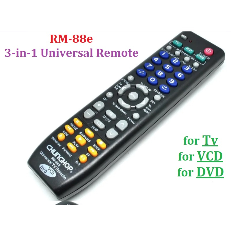 RM88E Universal Remote for TV DVD VCD 3in1 Universal Remote Control