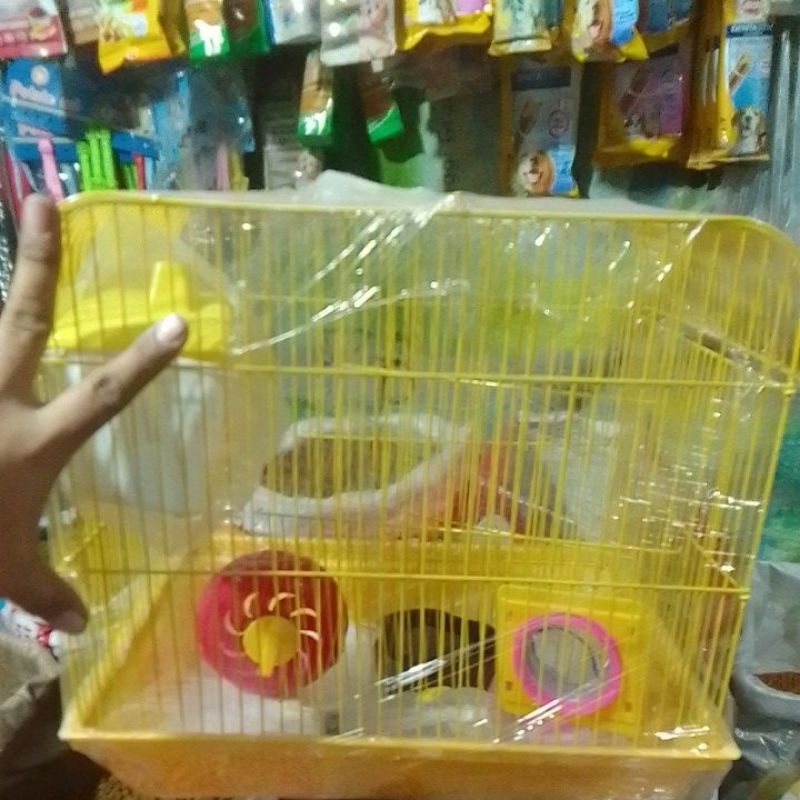 Image showcasing HAMSTER cage with running wheel (LARGE SIZE) | Shopee Philippines