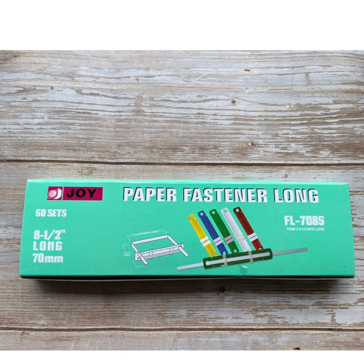 Joy Plastic Paper Fastener Long 8-1/2 70mm 50 pcs per box (Assorted ...