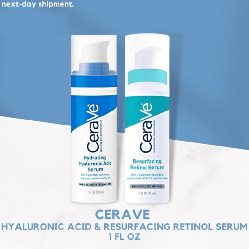 CeraVe Serums [ Hydrating Hyaluronic Acid Serum → Resurfacing Retinol