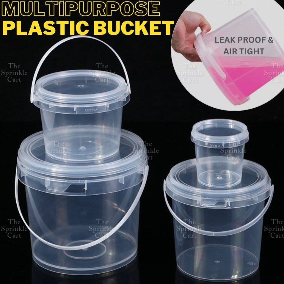 Multipurpose Clear Plastic Food Grade Cookie Bucket Container with Lid