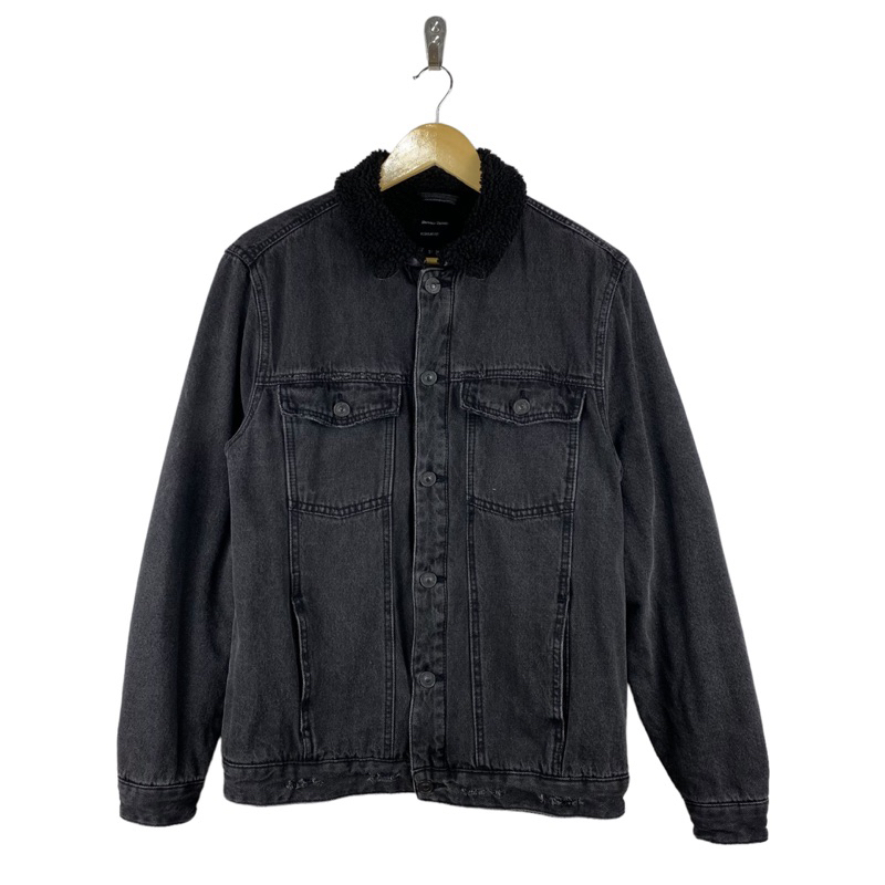 Bershka Sherpa Denim Jacket (Black) Shopee Philippines