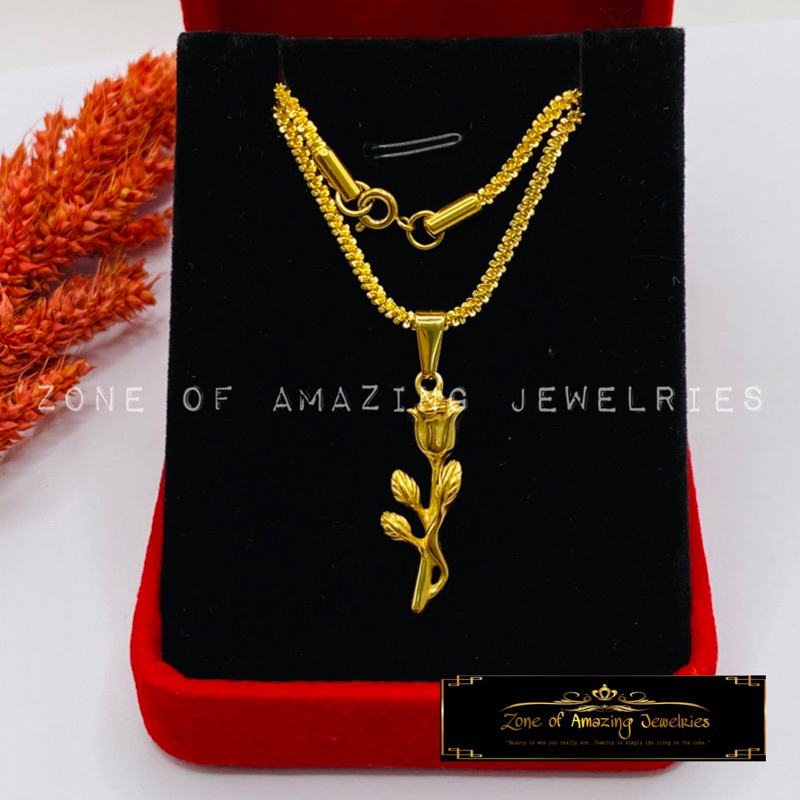 zoaj.ph Italy 750 Rose Necklace Round Lock | Shopee Philippines