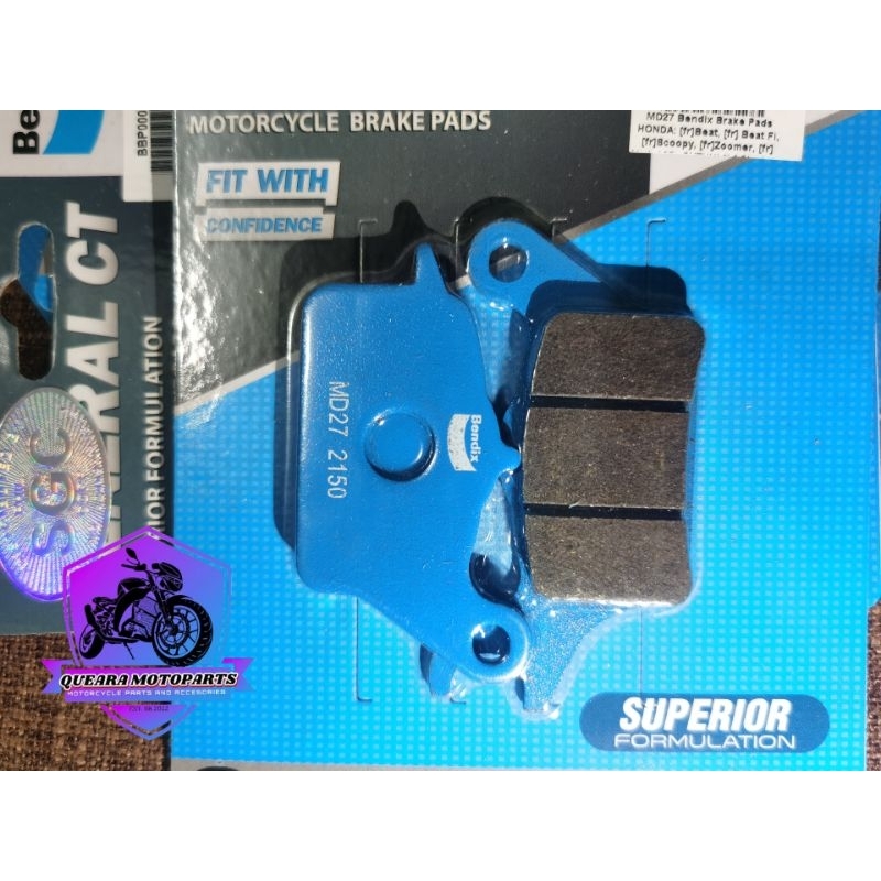 BENDIX MD27 BRAKE PAD FOR HONDA Beat, Beat Fi V1 & V2, Scoopy, Zoomer