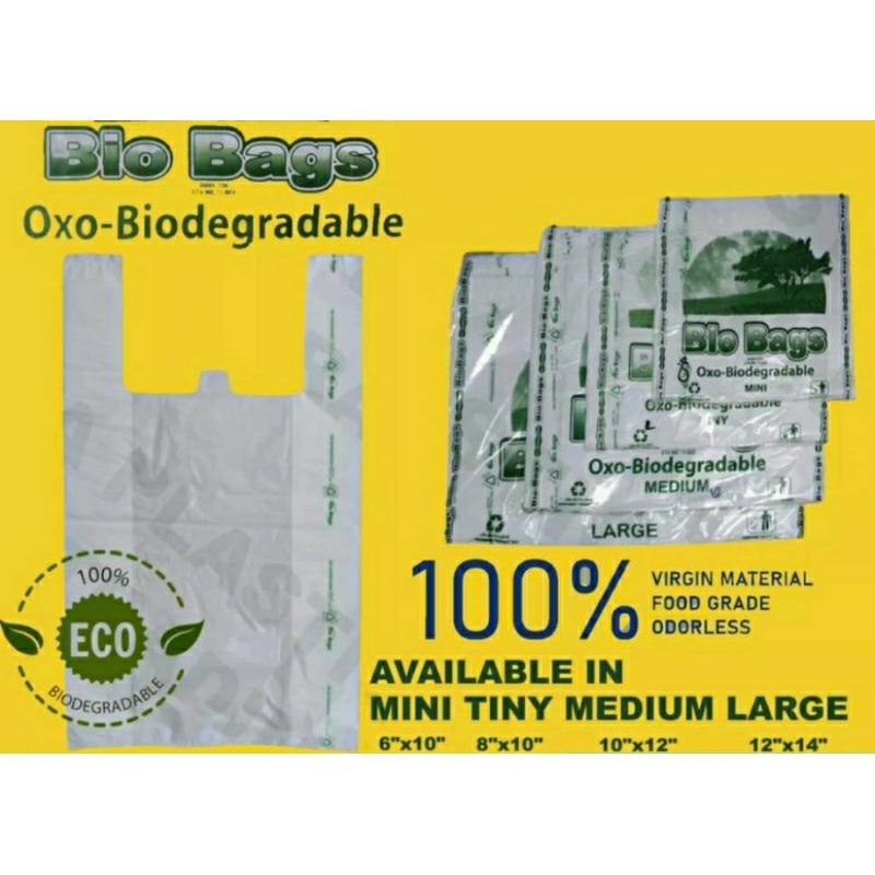 Biodegradable Plastic Sando Bag OXOBIO White BioBag Grocery Bag 100pcs