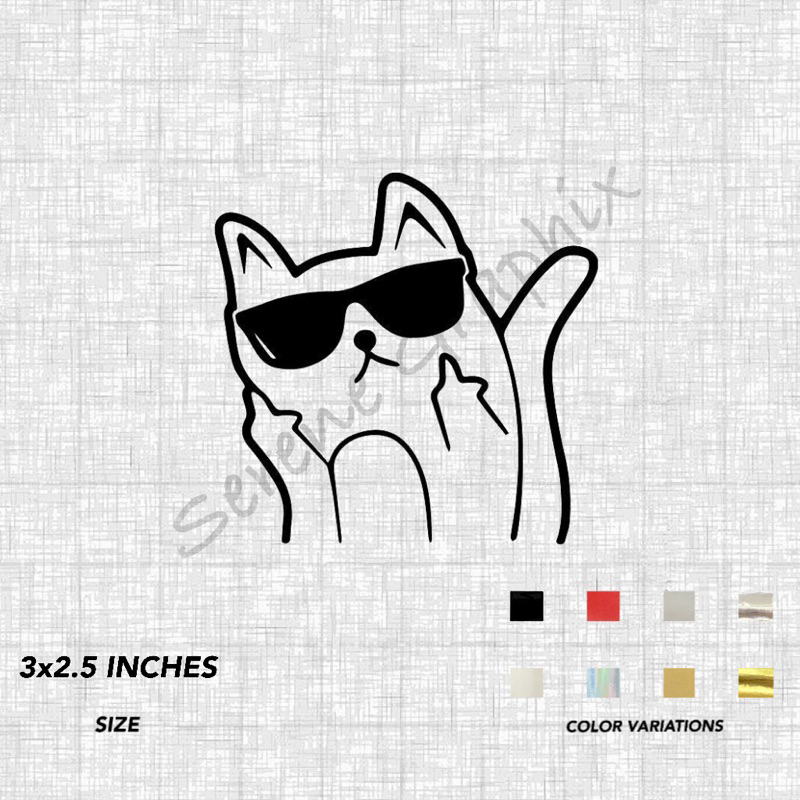 Cat Middle Finger Sticker - Waterproof Cut Out Sticker | Shopee Philippines