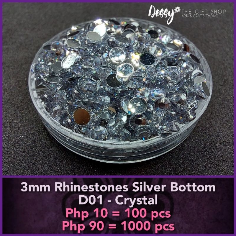 3mm Rhinestones Silver Bottom 1000 pcs | Shopee Philippines