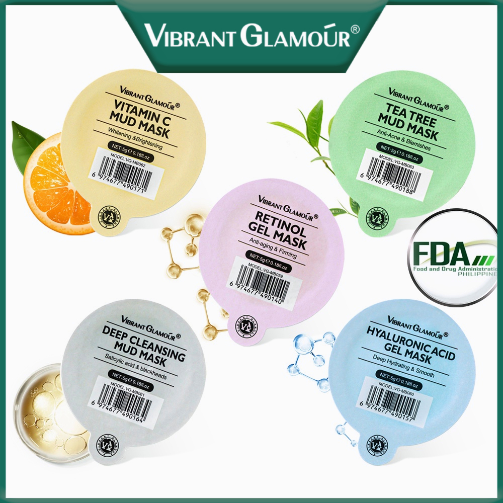 VIBRANT GLAMOUR FDA Gel & Mud Mask Retinol Salicylic Acid Tea Tree Oil