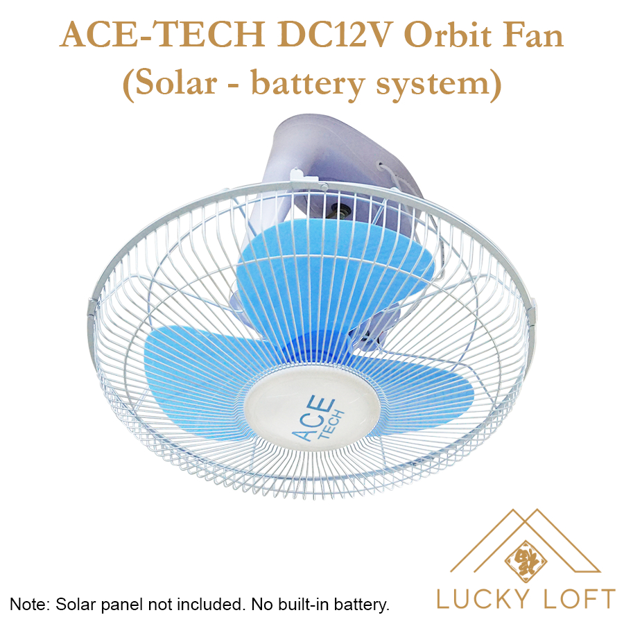 ACETECH DC12V Orbit Ceiling Fan ( SolarBattery System) DC Solar Fan