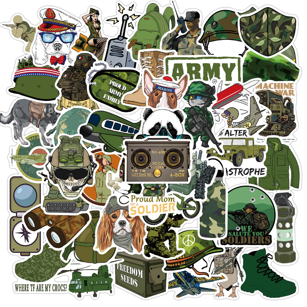 50pcs airplane tank parachuting soldier military camouflage graffiti ...