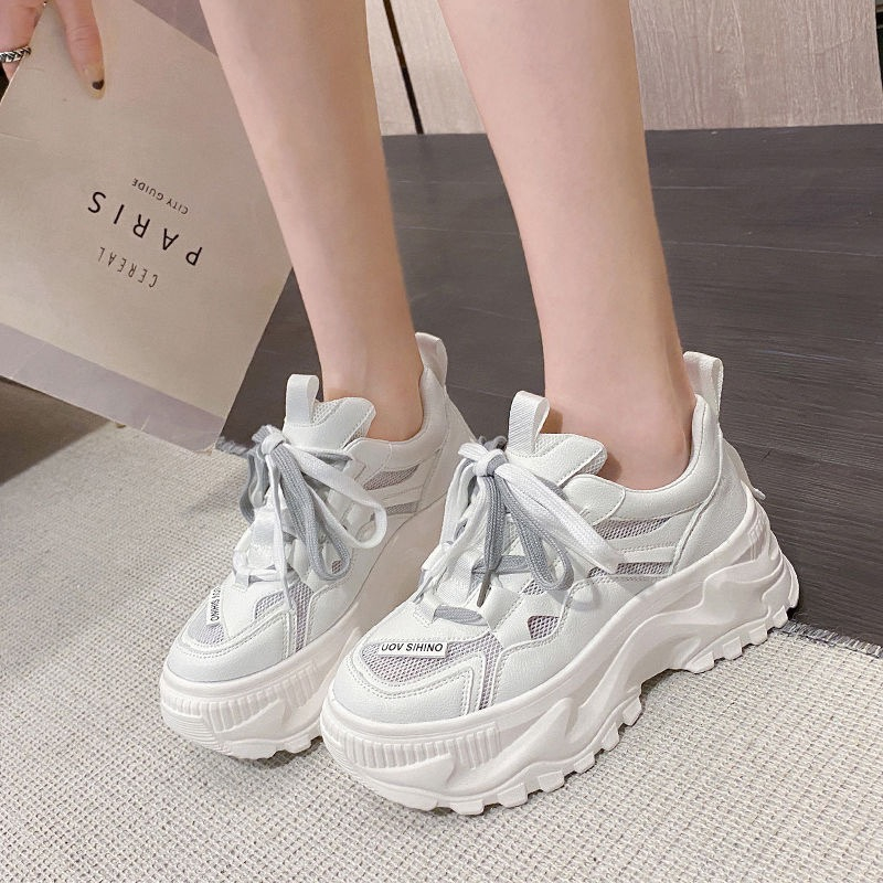 SK Korean Chunky Low Cut Fashion White Rubber sneakers for women ...