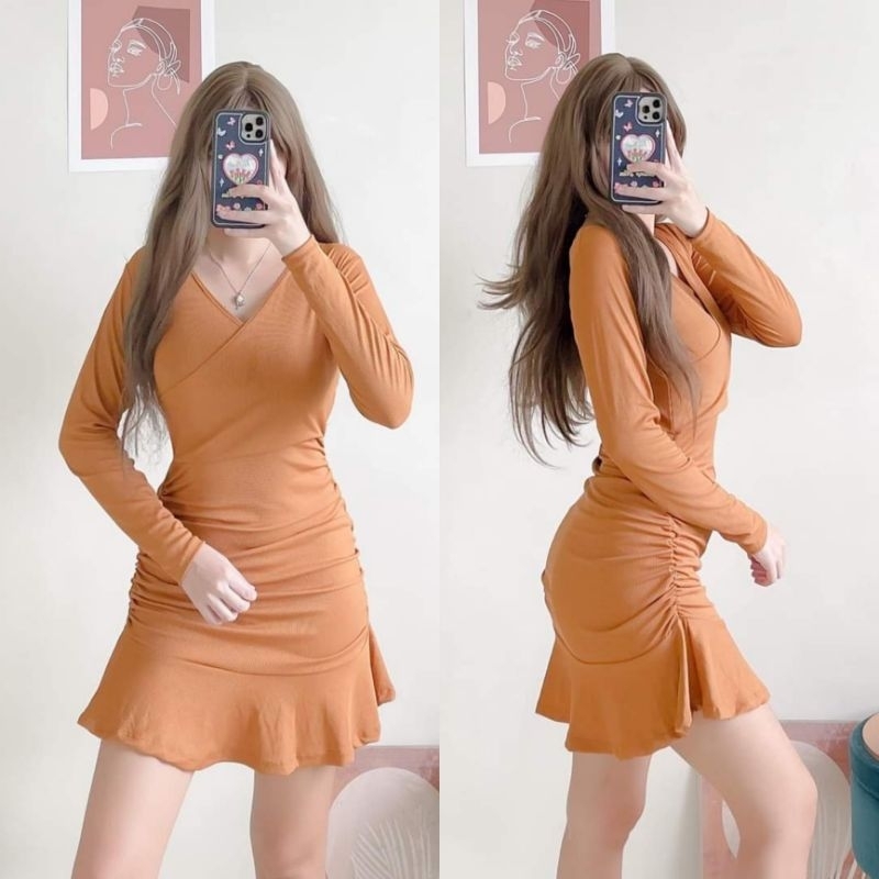 Katie Long Sleeve Ruffle Dress Knit Shopee Philippines