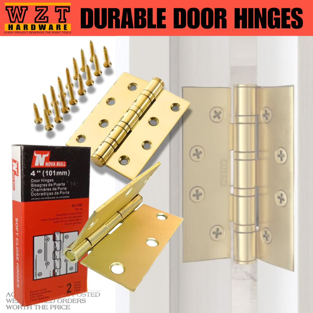 2pcs Solid Gold Brass Door Hinges Loose Pin Hinges 3x3 3.5x3.5 4x4 With ...