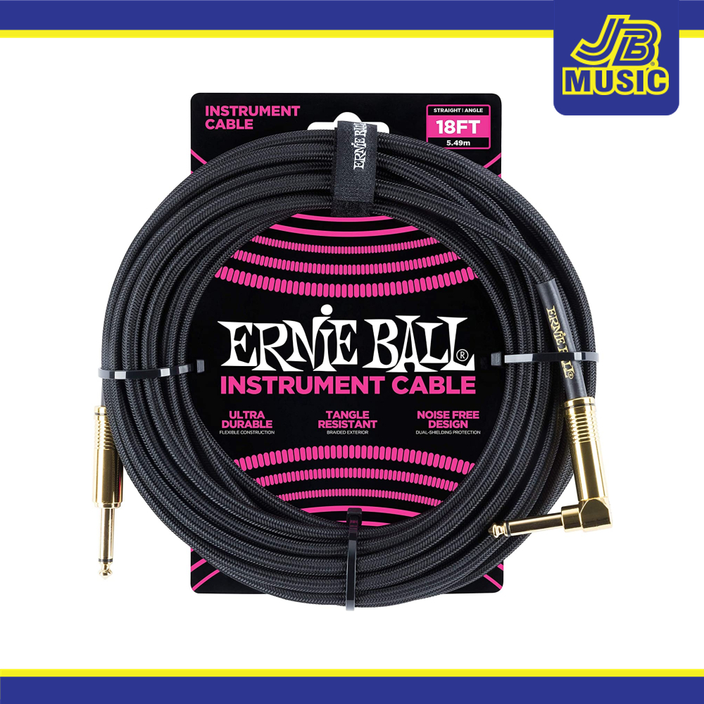 Ernie Ball - P06086 Braided Straight To Right Angle Iinstrument Cable ...