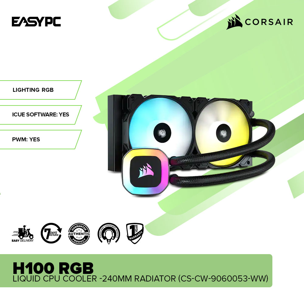 EasyPC CORSAIR H100 RGB cpu liquid cooler 240MM RADIATOR (CSCW