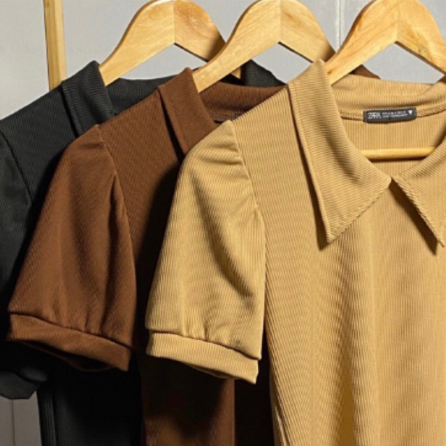 [RCP] Branded Dupes Ribknit Collar Puffsleeves [Read Description ...