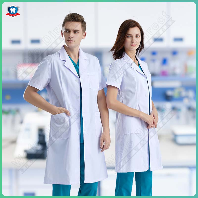 【Short Sleeve】 Lab Gown White Lab Coat Doctor Laboratory Gown White