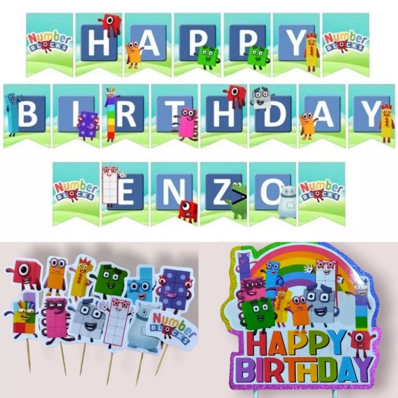 Numberblocks Number Blocks Theme Birthday Party Banner Cupcake Cake ...