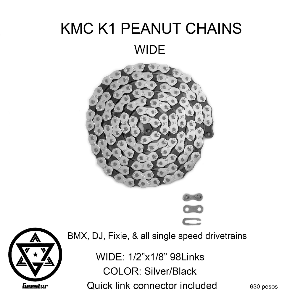 KMC K1 Peanut Chain Wide Narrow 3 to 6 Speed Drivetrains Single Speed ...