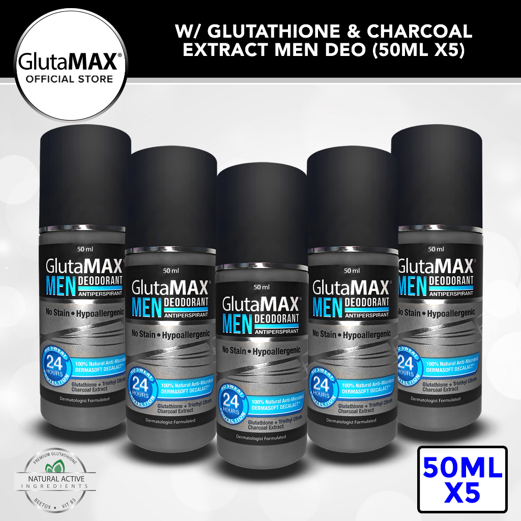 Glutamax Men Lightening Deo Antiperspirant Whitening Underarm Deodorant Roll On 5x50ml W 1212