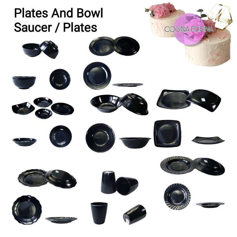 Black Saucer Plates Bowl Dinner Plate Shopee Philippines