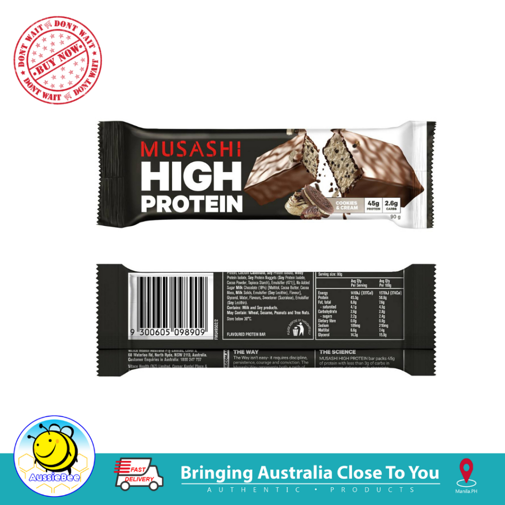 Musashi High Protein Bar milk chocolate brownie, Low Carb, 90g (NOV
