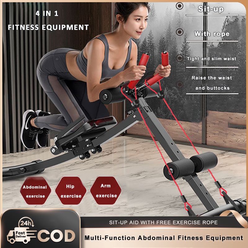 Multi-Function Abdominal Fitness Equipment Folding Waist Machine Sit-up Aid  with Free Exercise Rope