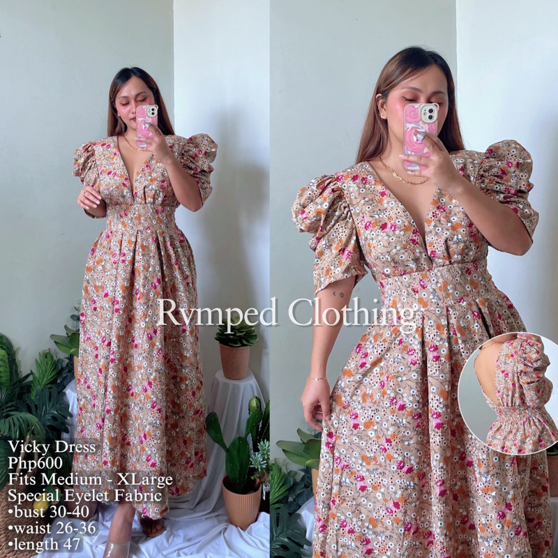 RVMPED Vicky Printed Lantern Sleeves Dress | Shopee Philippines