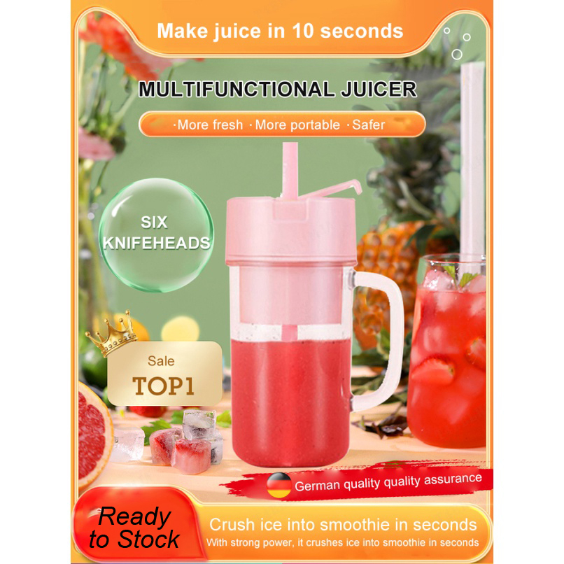 6 Blade Portable Fruit Juicer with Straw Rechargeable Blender Juicer