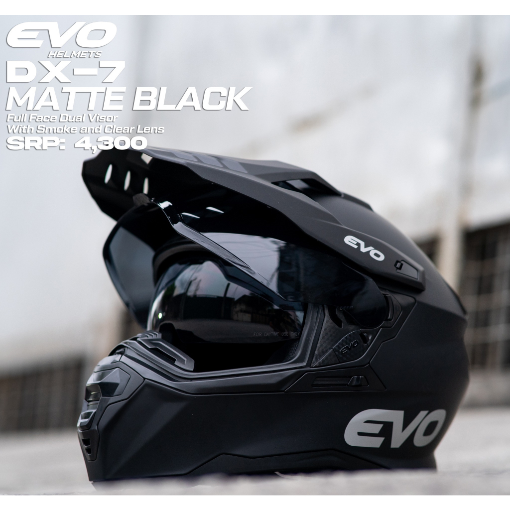EVO HELMET DX7 MONO MATTE BLACK (SMOKE LENS) w/ free clear lens