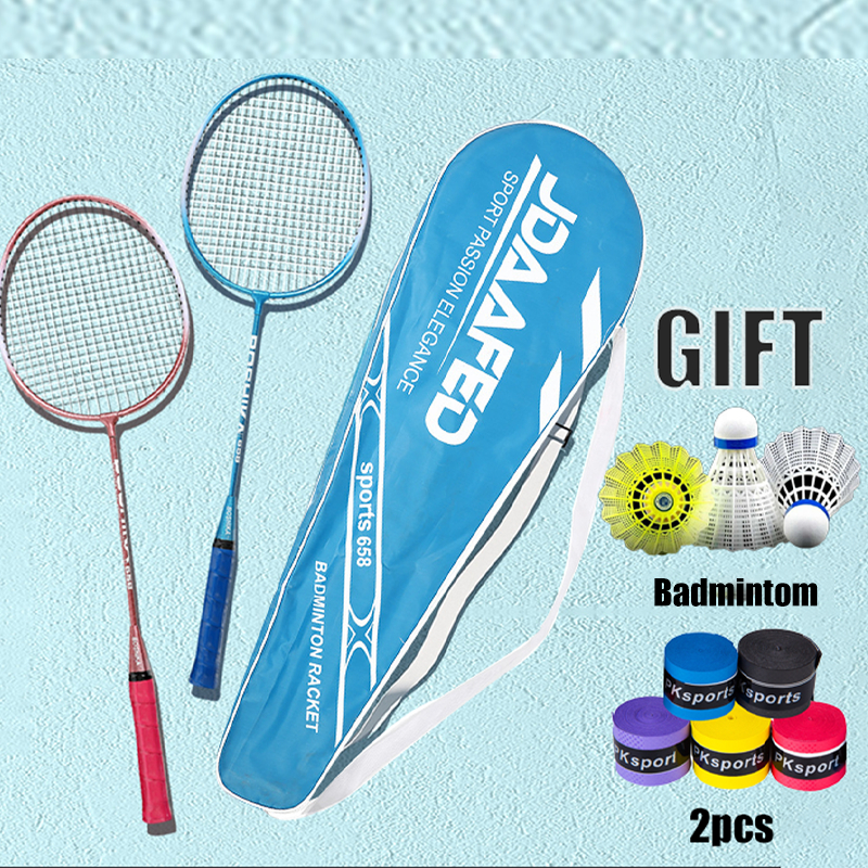 2pcs Badminton Set Racket Original Aluminum Alloy Frame with Free 3