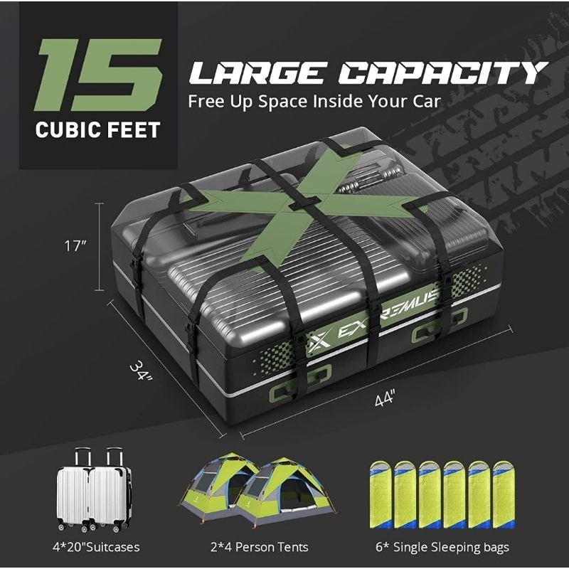 Extremus ExplorationX Rooftop Cargo Carrier Bag 15 Cu Ft, 100% ...