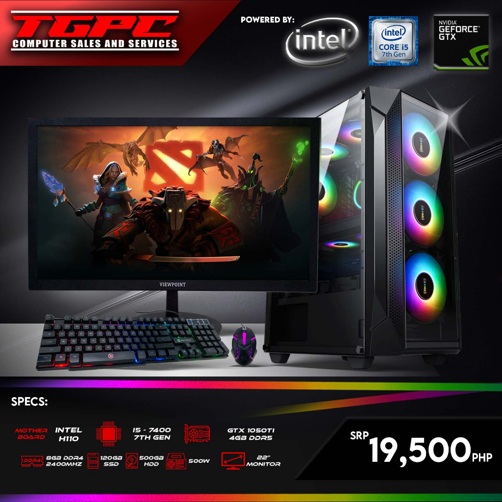 Gaming Rig Set Core I7 8th Core I7 7th Core I5 7th Ryzen 3 Gtx1050ti 4gb 22 Led Monitor 5937