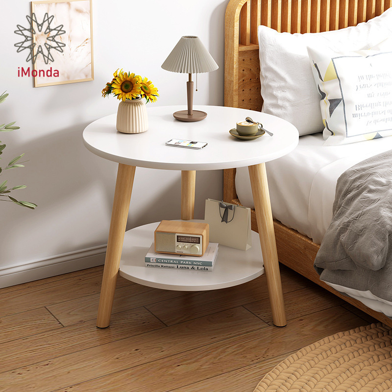 Nordic Solid Wood 2Layer Round Table Living Room Side Table Bedroom ...