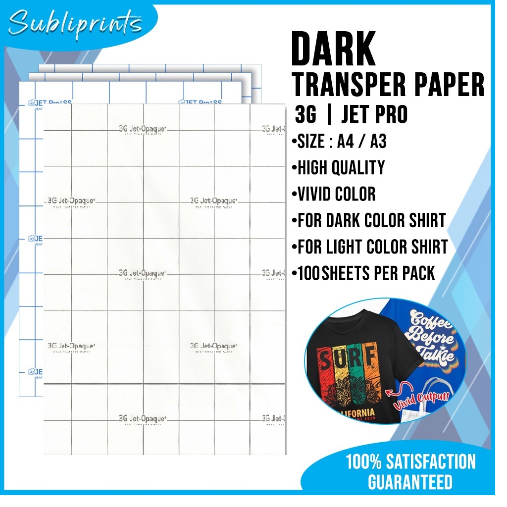3G Dark Transfer Paper A4 / A3 Size (100 Sheets) 3G JET Opaque Dark