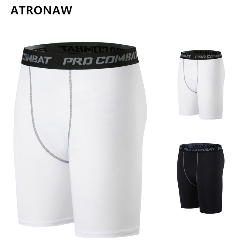 ATRONAW Men's Sports Leggings Compression Pants Five Points Shorts ...
