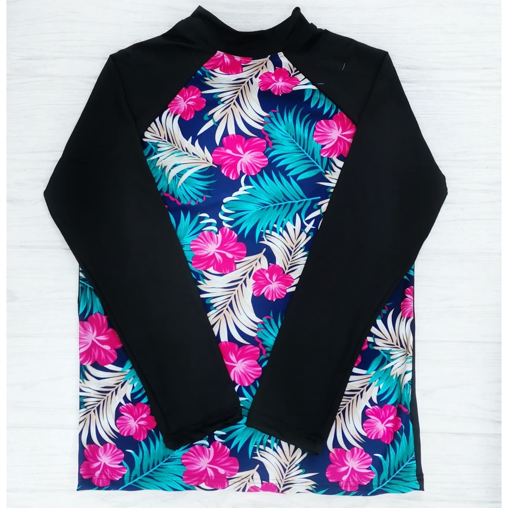 ADULT FLORAL HAWAIIAN RASH GUARD for WOMEN - Swimwear - Stretchable ...
