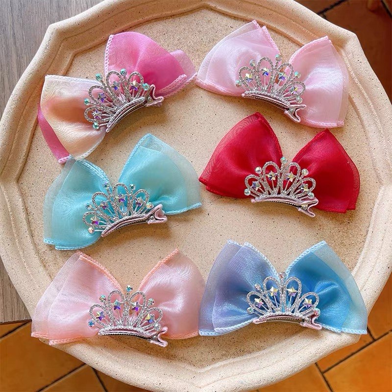 Children's crown princess hair clip girl baby bow hair clip baby hair
