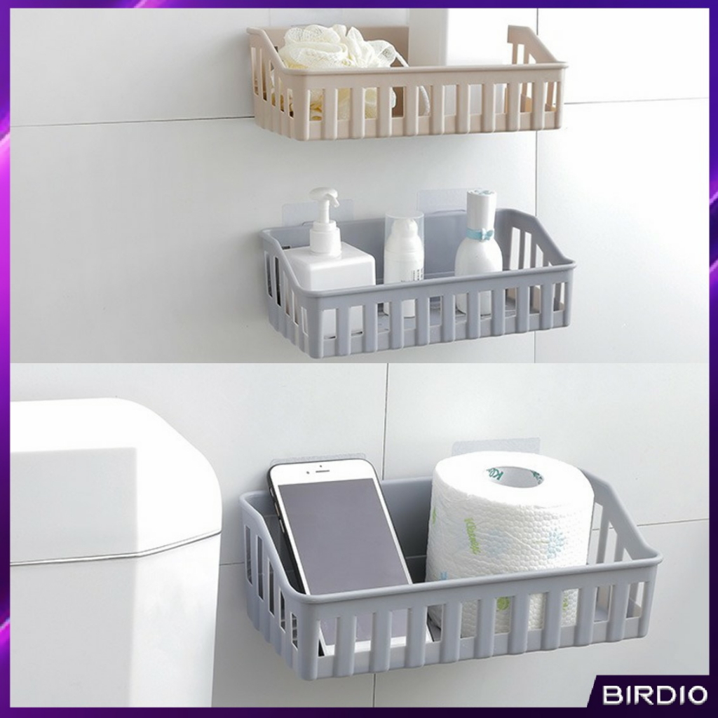 Bathroom Plastic Storage Organizer Self Adhesive Seamless Kitchen Wall ...