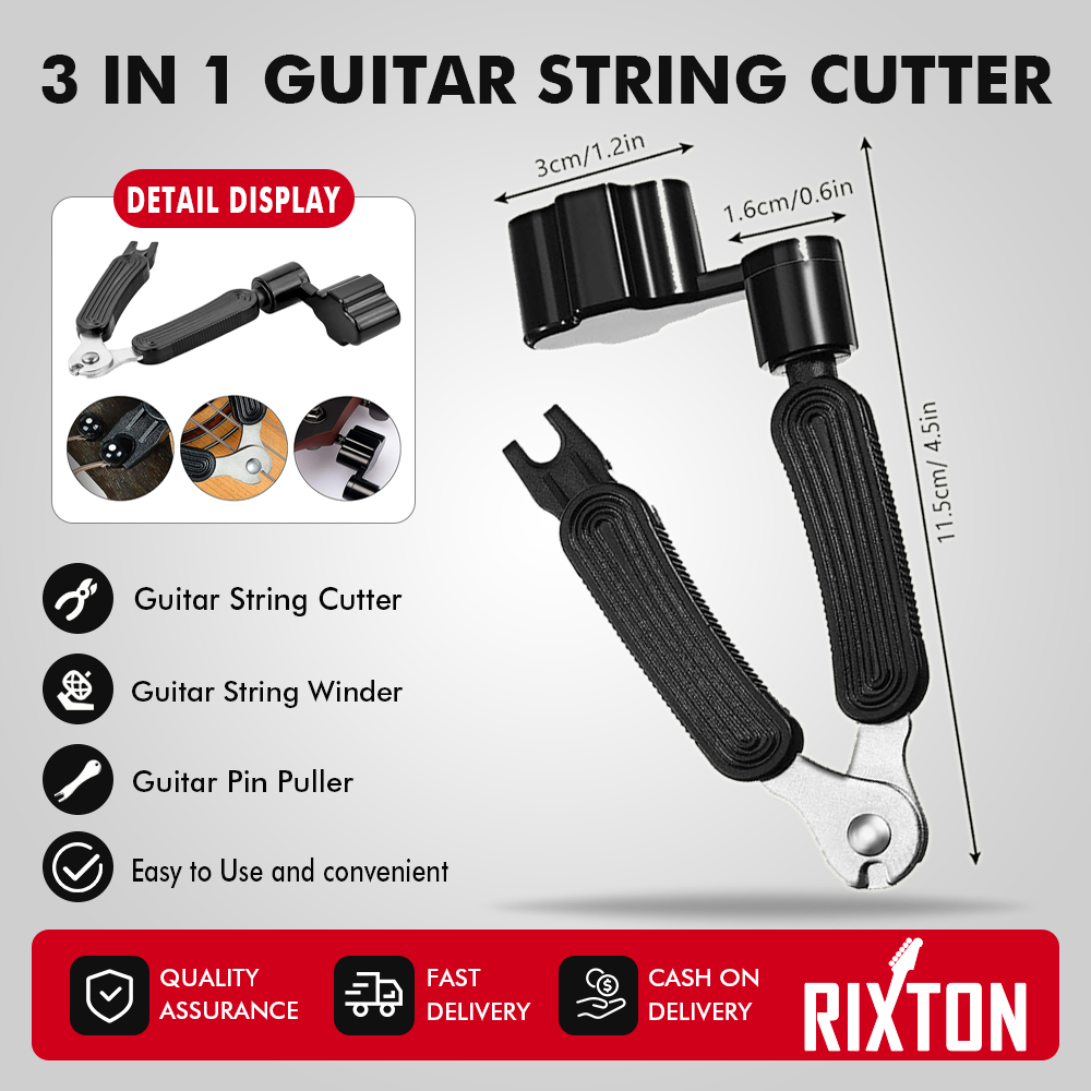 RIXTON 3 in 1 Guitar Tool Multifunctional Guitar String Cutter Puller