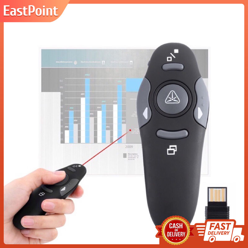 2.4G Wireless Laser Pointer Red Laser Presenter LED USB Pen PPT Remote ...