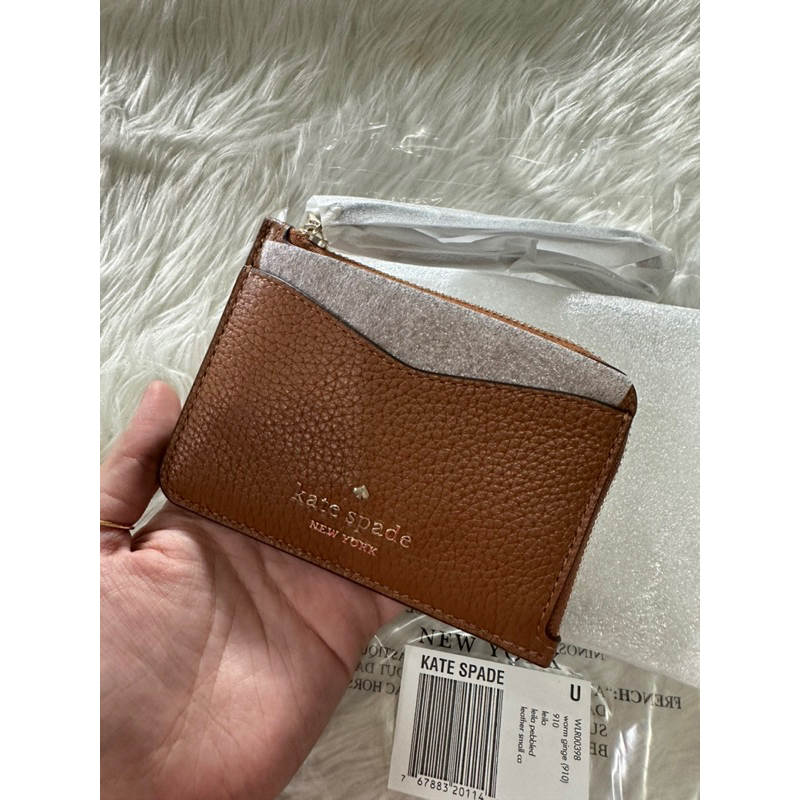 AUTHENTIC KateSpade leila small card holder wristlet wallet brown ORIGINAL, US IMPORTED