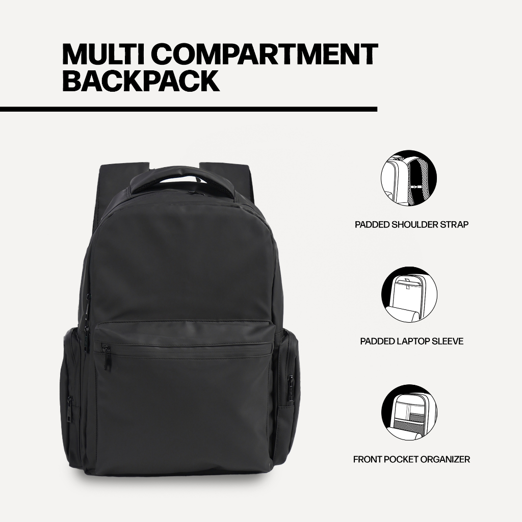 OXGN Multi Compartment Backpack For Men And Women (Black/Gray/Tan ...