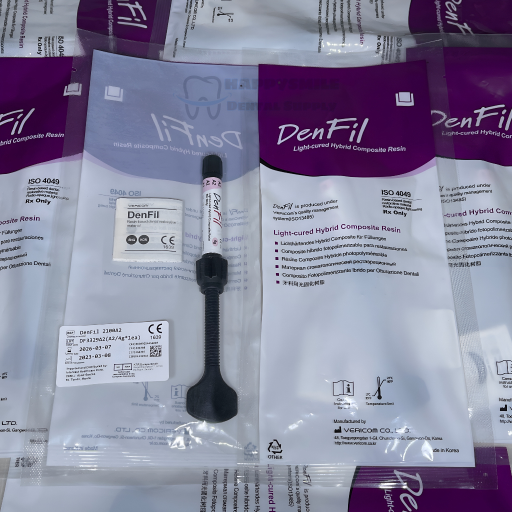 Denfil Composite Resin Refill Packable Lightcured Hybrid A1 A2 A3 A3.5 4g Dental