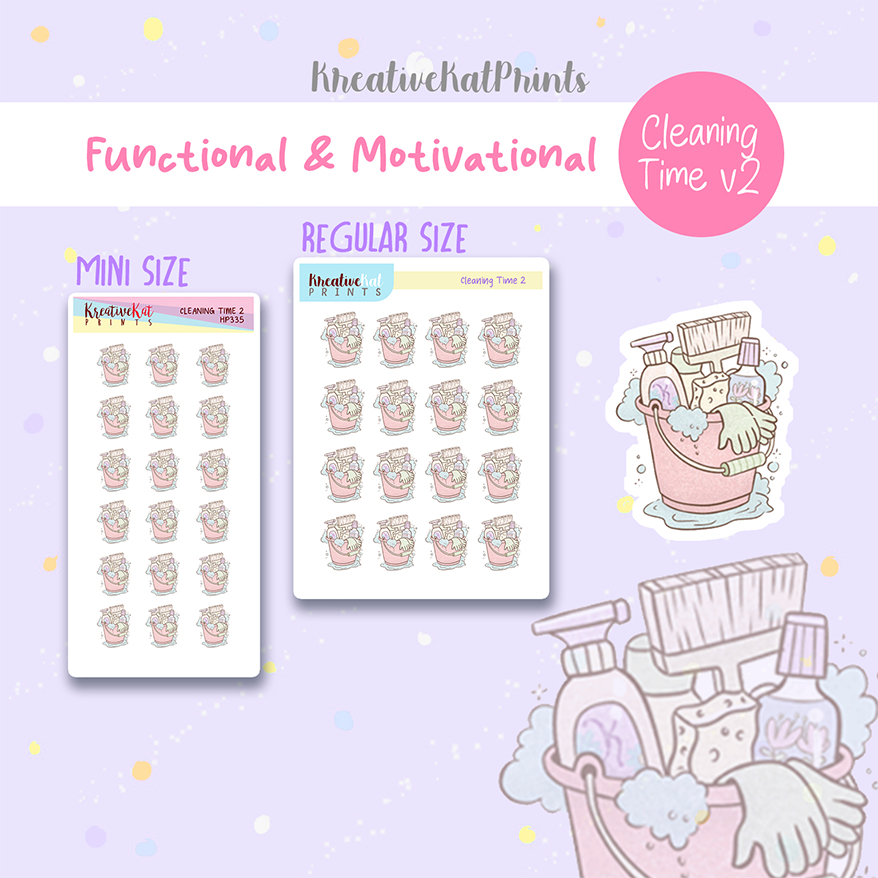 Planner Sticker - CLEANING TIME v2 Kawaii Functional Stickers for ...